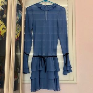 Chiffon ruffle collar low waist dress